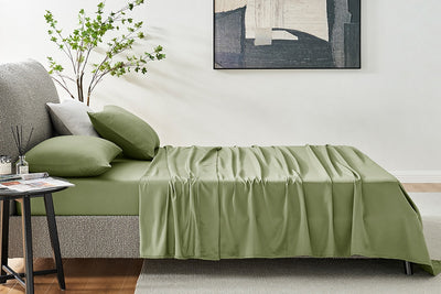 Ovela 1200TC Cotton Bed Sheet Set  - Oiled Green