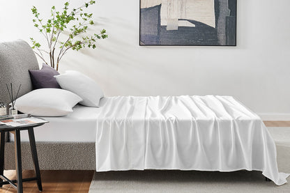 Ovela 1200TC Cotton Bed Sheet Set  - White; Single)