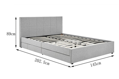 Ovela Theodore Storage Bed Frame with Drawers - Double Grey