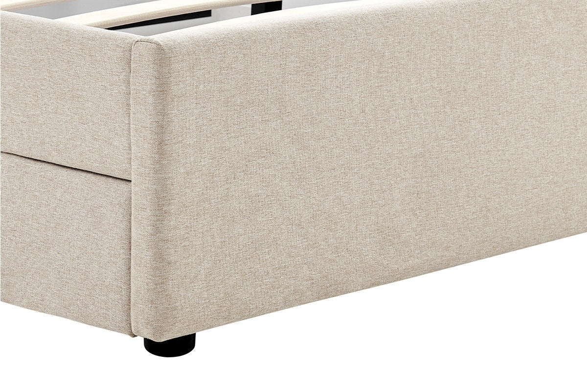 Ovela Theodore Storage Bed Frame with Drawers (Double Beige)