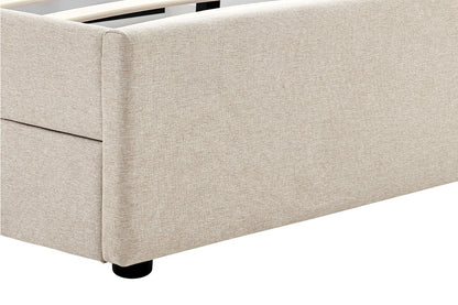 Ovela Theodore Storage Bed Frame with Drawers (Double Beige)