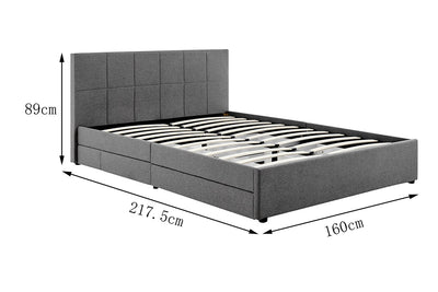 Ovela Theodore Storage Bed Frame with Drawers - Queen Charcoal