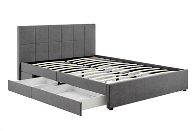 Ovela Theodore Storage Bed Frame with Drawers - Double Charcoal