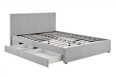 Ovela Theodore Storage Bed Frame with Drawers - Double Grey