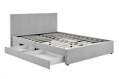 Ovela Theodore Storage Bed Frame with Drawers (Queen Grey)