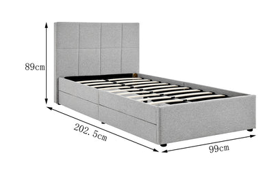 Ovela Theodore Storage Bed Frame with Drawers - Single Grey