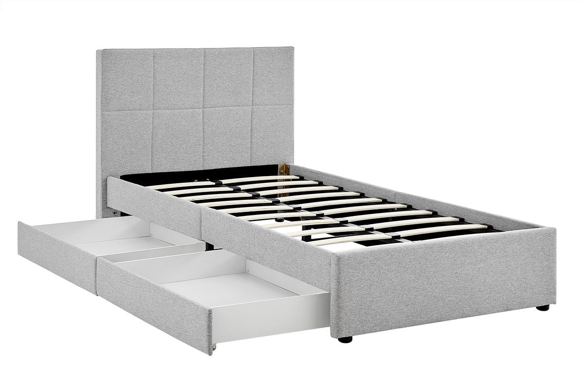 Ovela Theodore Storage Bed Frame with Drawers (Single Grey)