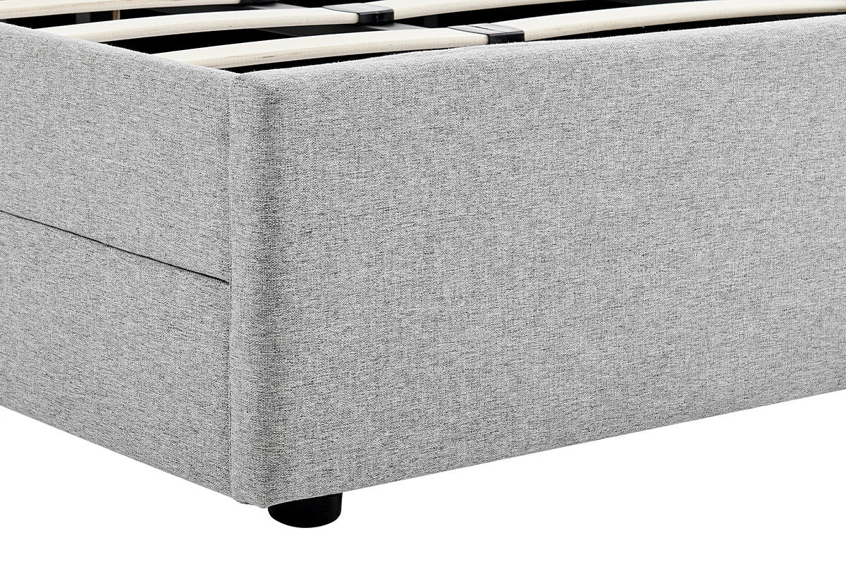 Ovela Theodore Storage Bed Frame with Drawers (Single Grey)
