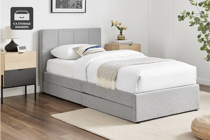 Ovela Theodore Storage Bed Frame with Drawers (Single Grey)