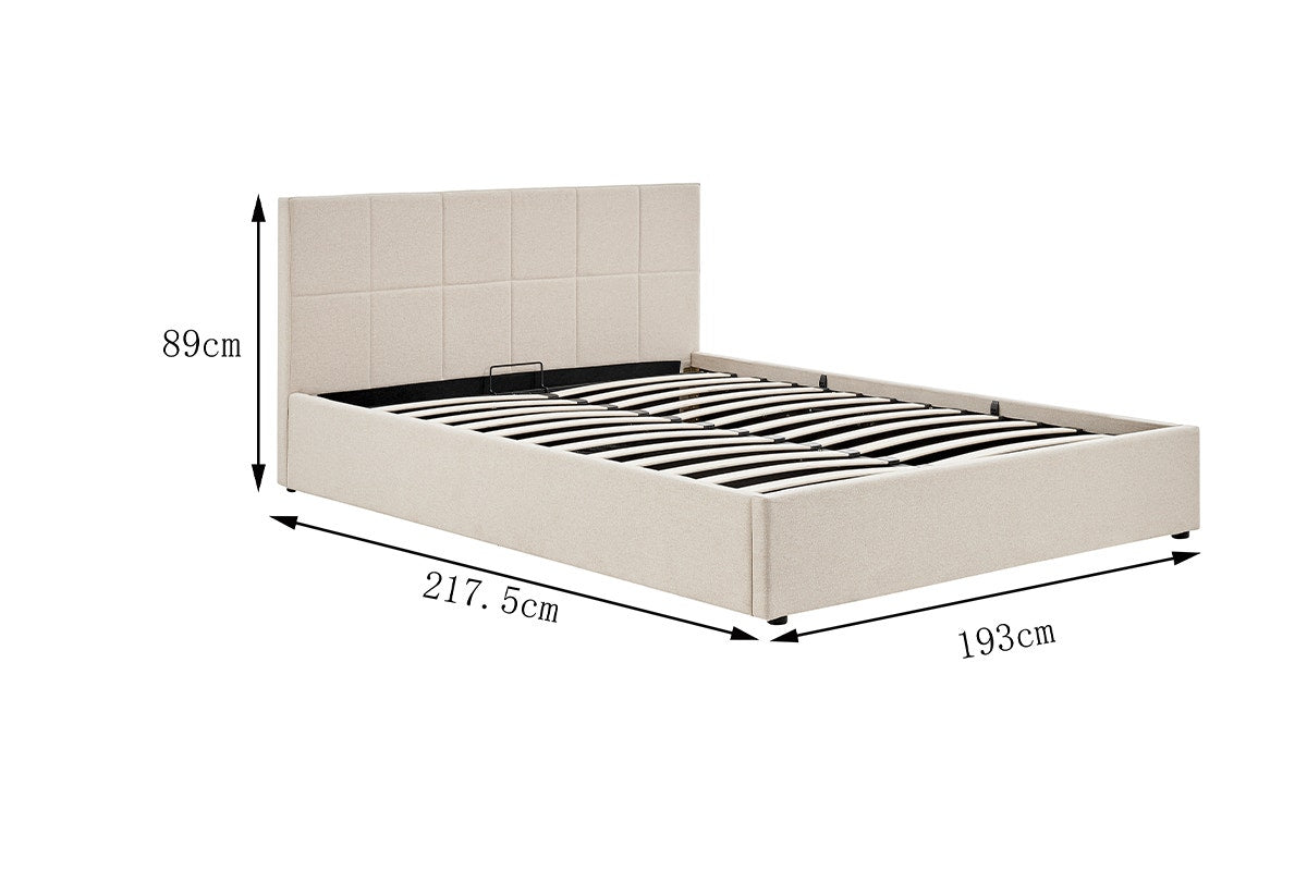 Ovela Theodore Gas Lift Bed Frame (King Beige)