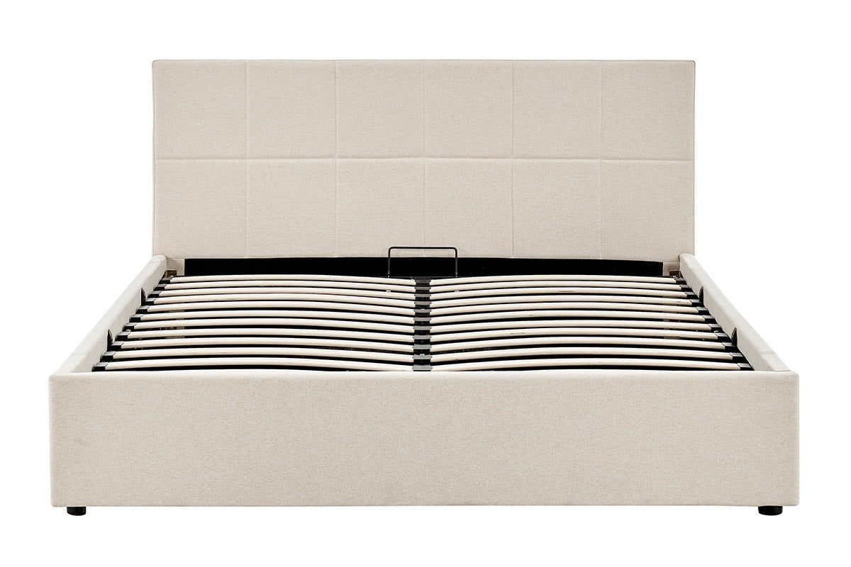 Ovela Theodore Gas Lift Bed Frame (Queen Beige)