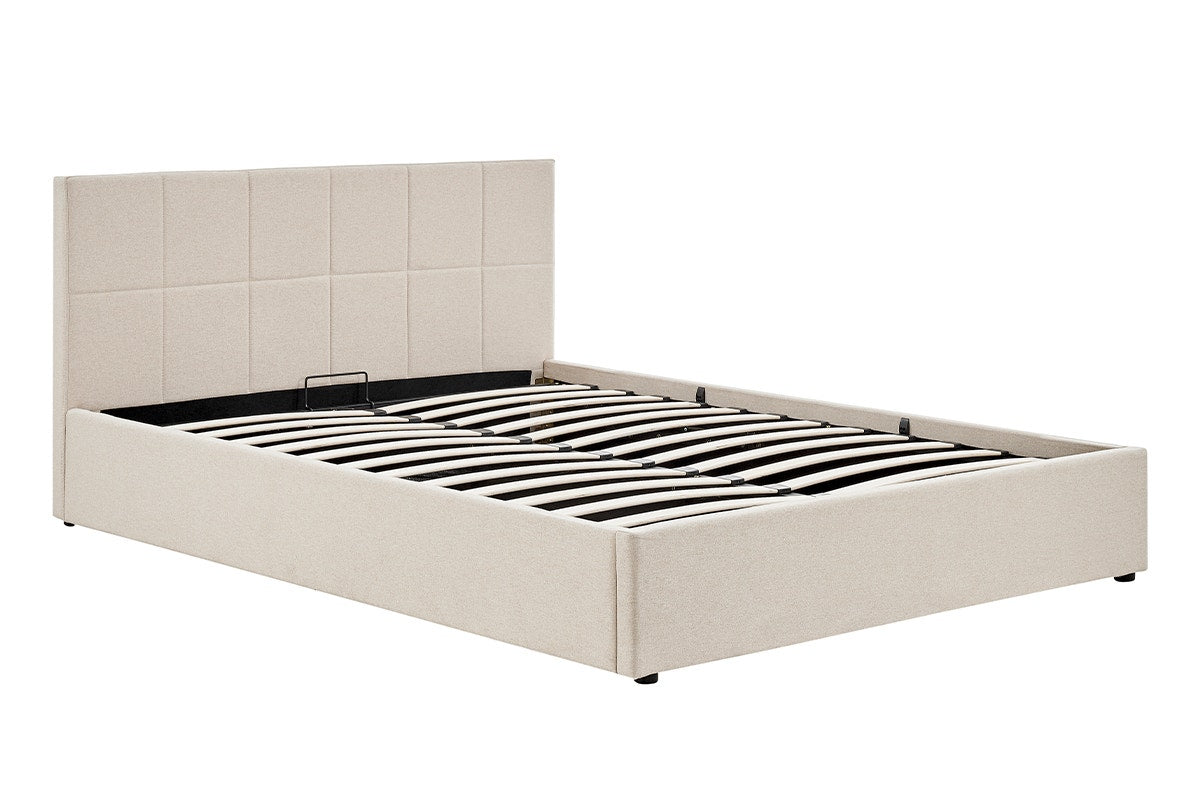 Ovela Theodore Gas Lift Bed Frame (Queen Beige)