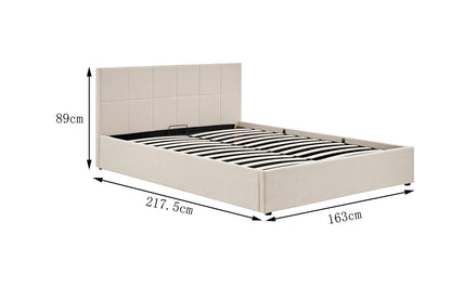 Ovela Theodore Gas Lift Bed Frame (Queen Beige)
