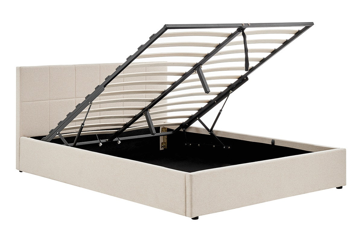 Ovela Theodore Gas Lift Bed Frame (Queen Beige)