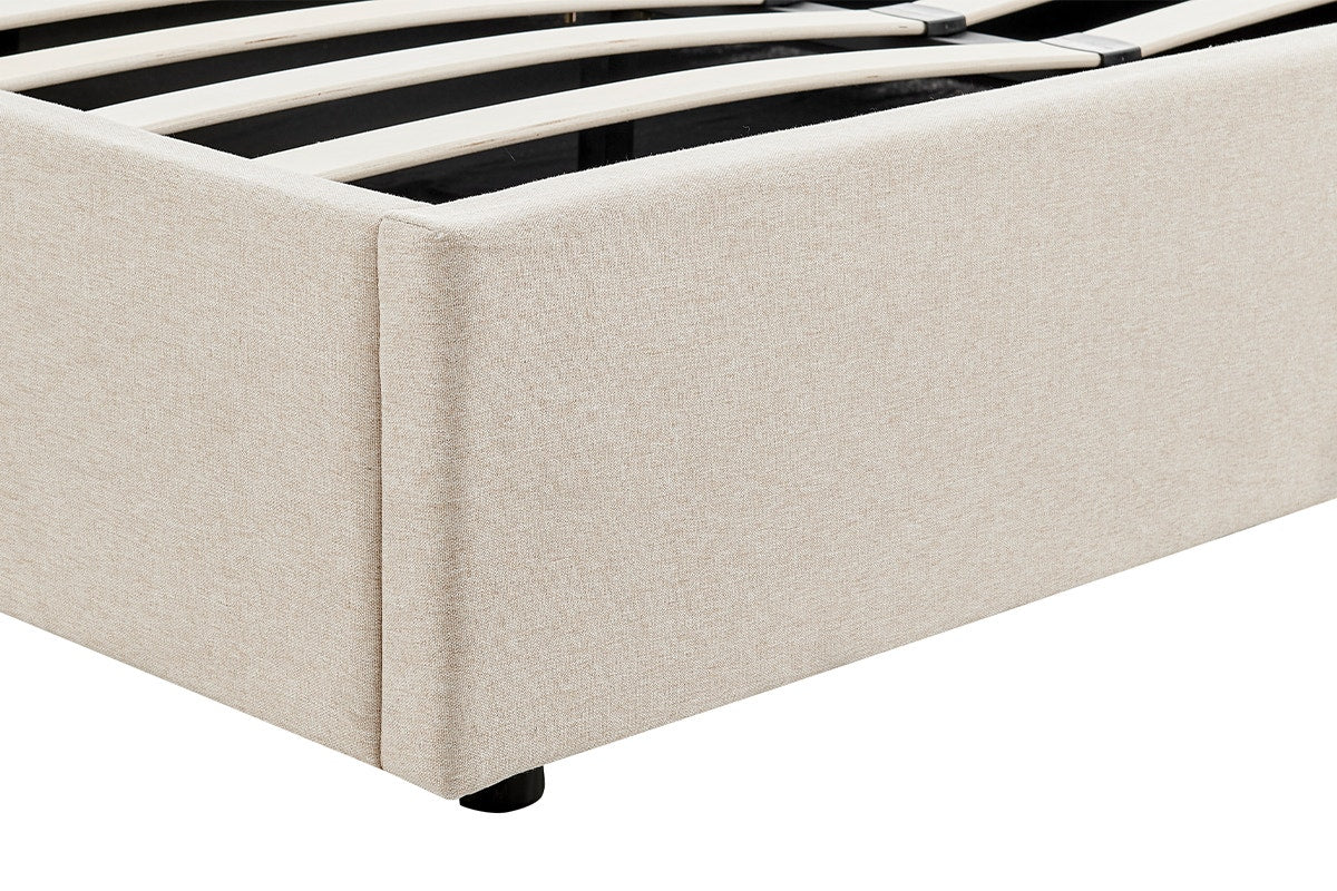 Ovela Theodore Gas Lift Bed Frame (Queen Beige)