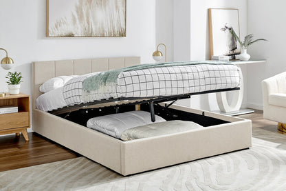 Ovela Theodore Gas Lift Bed Frame (Queen Beige)