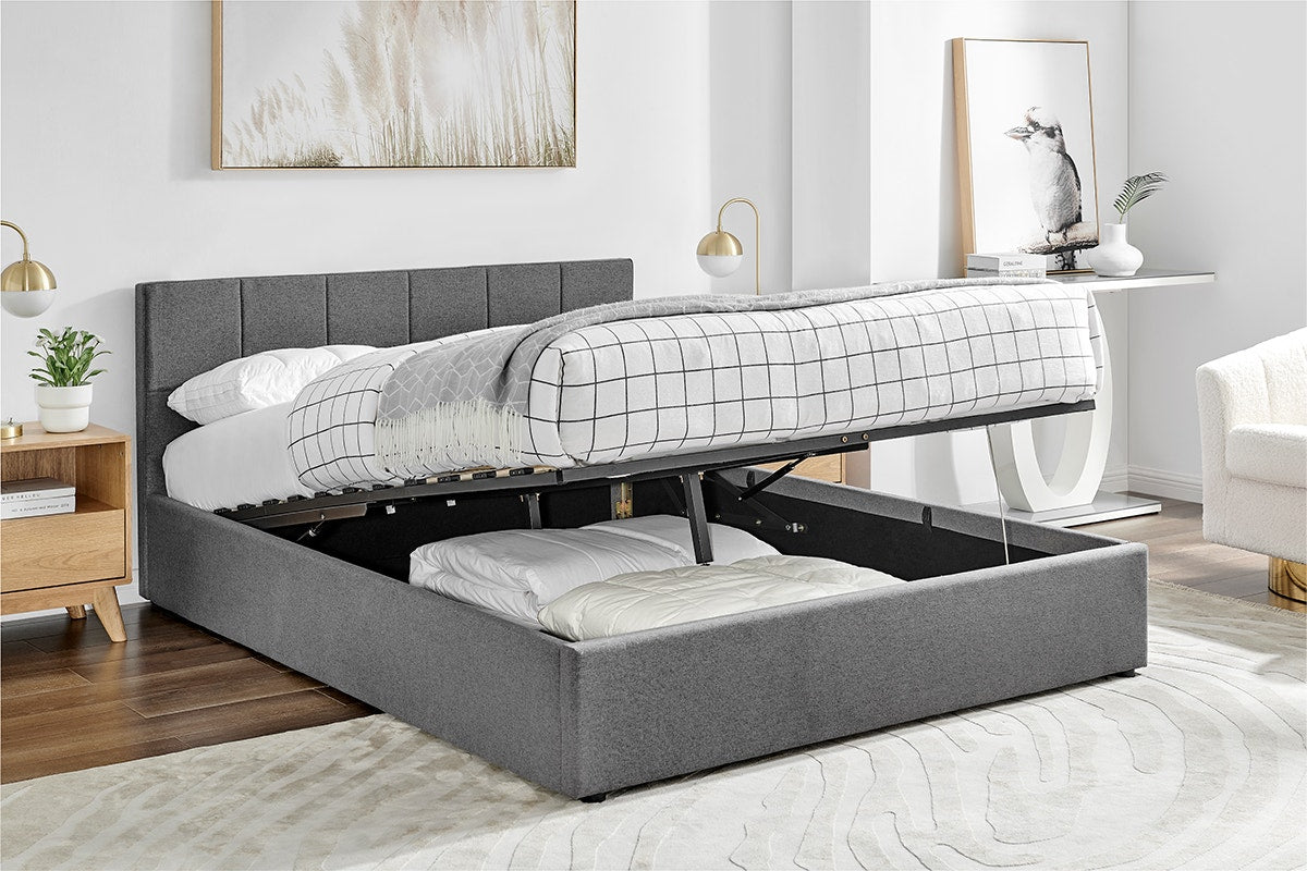 Ovela Theodore Gas Lift Bed Frame (Queen Charcoal)