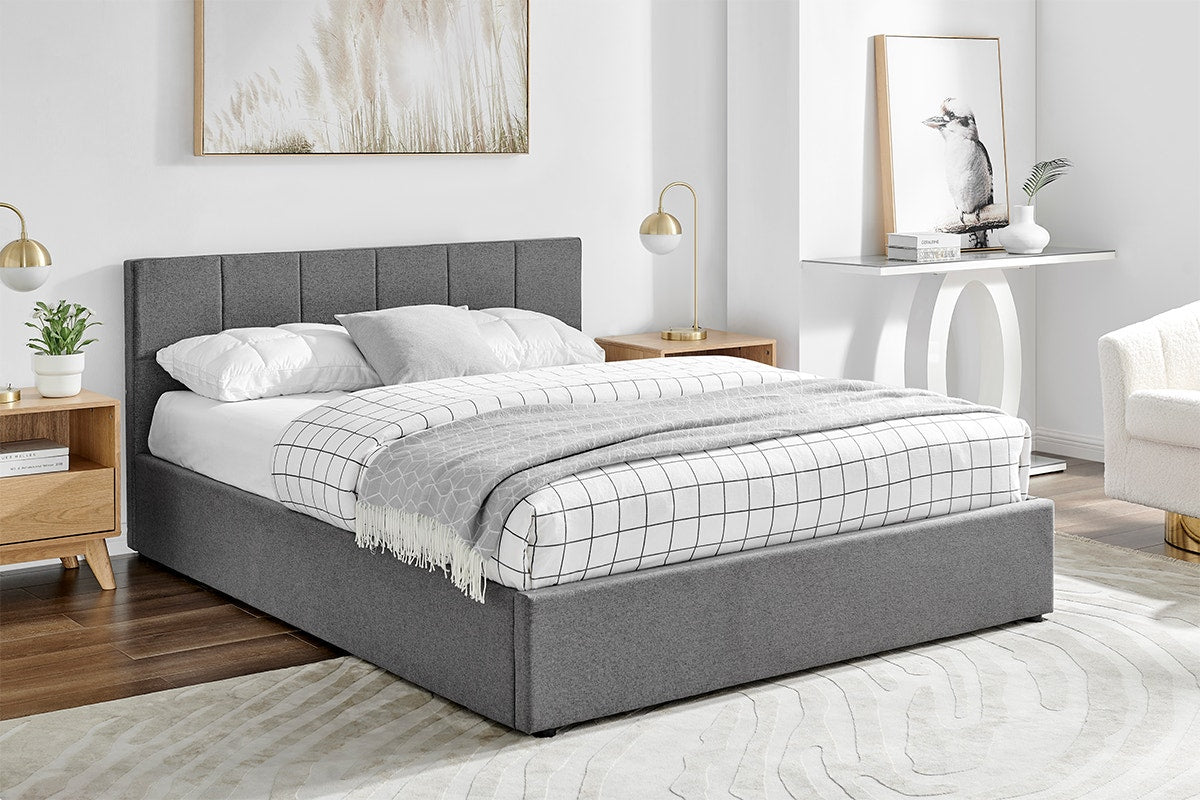 Ovela Theodore Gas Lift Bed Frame (Queen Charcoal)