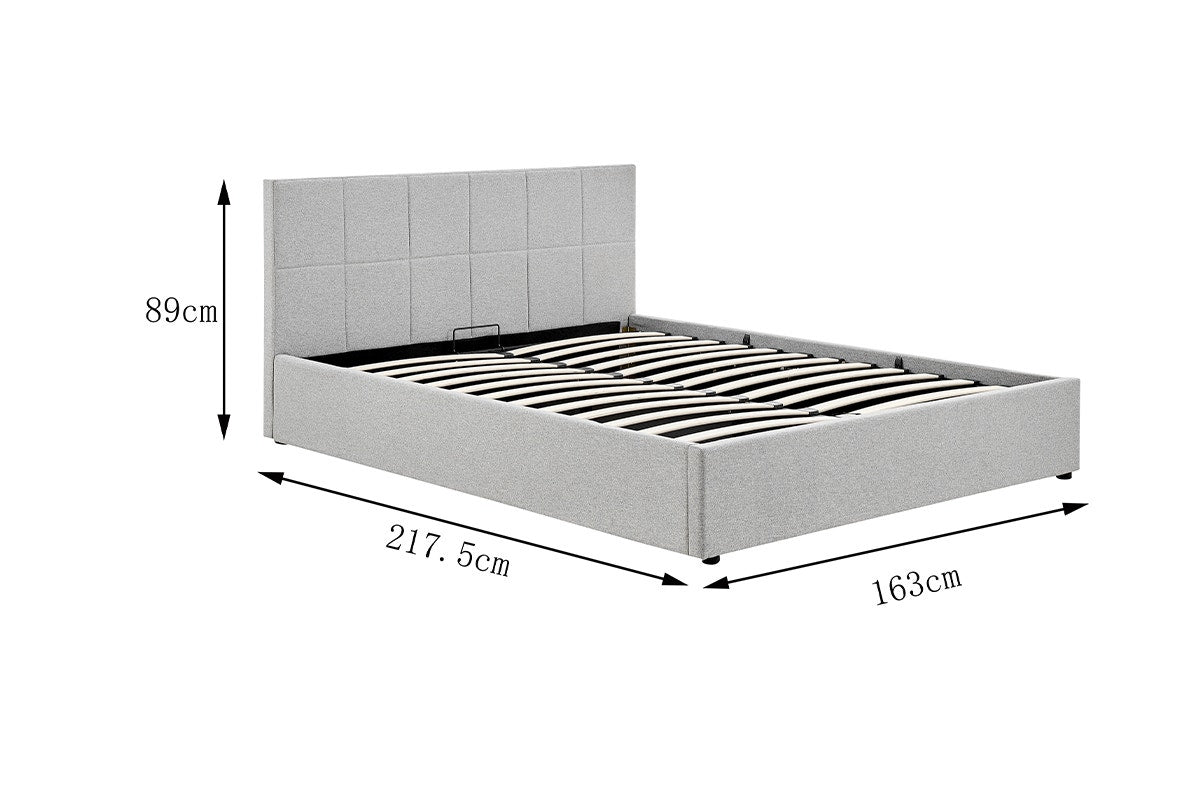 Ovela Theodore Gas Lift Bed Frame (Queen Grey)