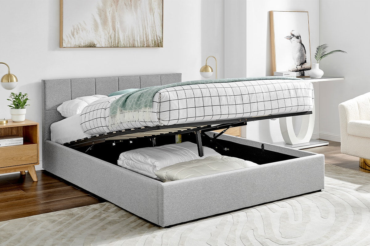 Ovela Theodore Gas Lift Bed Frame (Queen Grey)