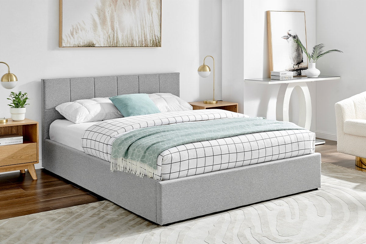 Ovela Theodore Gas Lift Bed Frame (Queen Grey)