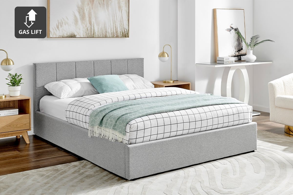 Ovela Theodore Gas Lift Bed Frame (Queen Grey)