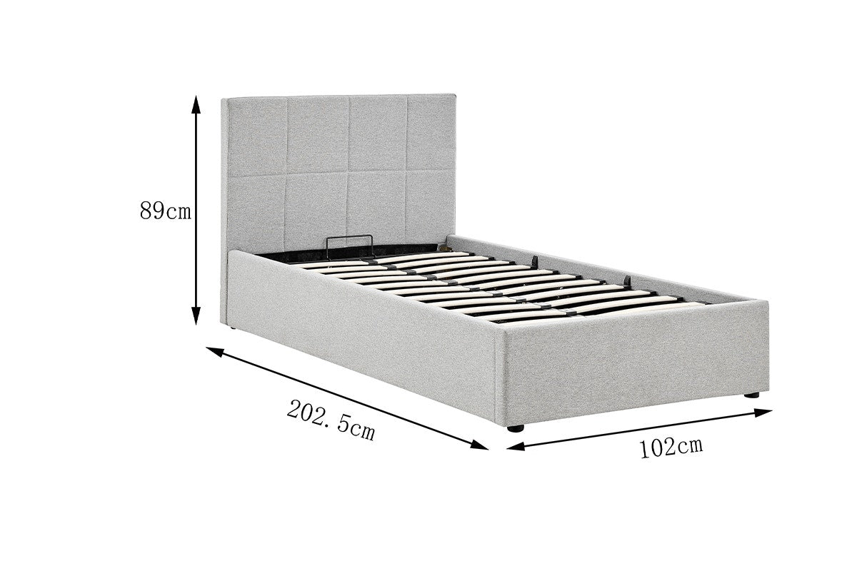 Ovela Theodore Gas Lift Bed Frame (Single Grey)