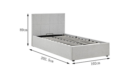 Ovela Theodore Gas Lift Bed Frame (Single Grey)