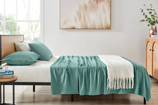 Ovela Ultra Soft Washed Bed Sheet Set (Chinois Green, Single)