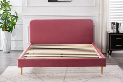 Ovela Vail Velvet Bed Frame (Blush, Double)