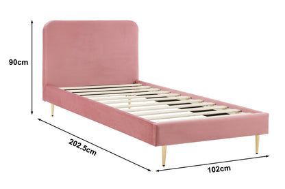 Ovela Vail Velvet Bed Frame (Blush, Single)