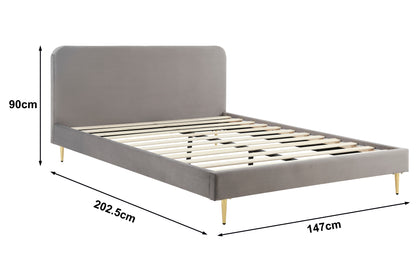 Ovela Vail Velvet Bed Frame (Grey Double)