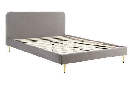 Ovela Vail Velvet Bed Frame (Grey, Queen)