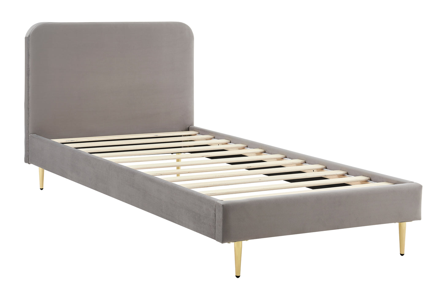 Ovela Vail Velvet Bed Frame (Grey, Single)