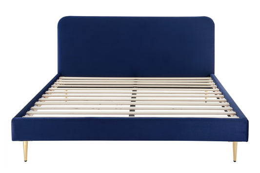 Ovela Vail Velvet Bed Frame (Navy, Queen)