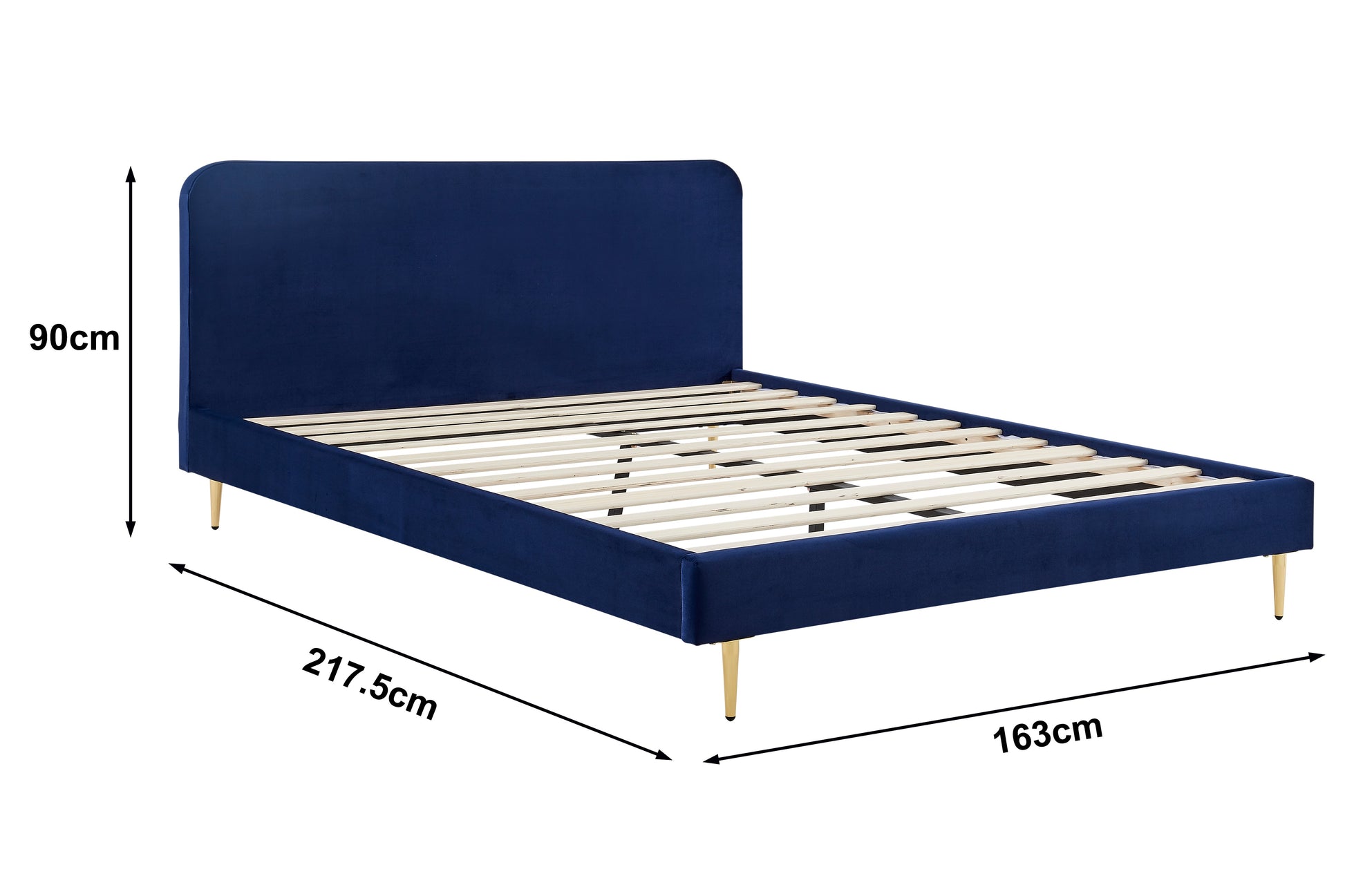 Ovela Vail Velvet Bed Frame (Navy, Queen)