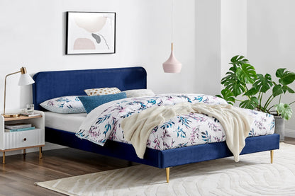 Ovela Vail Velvet Bed Frame (Navy, Queen)