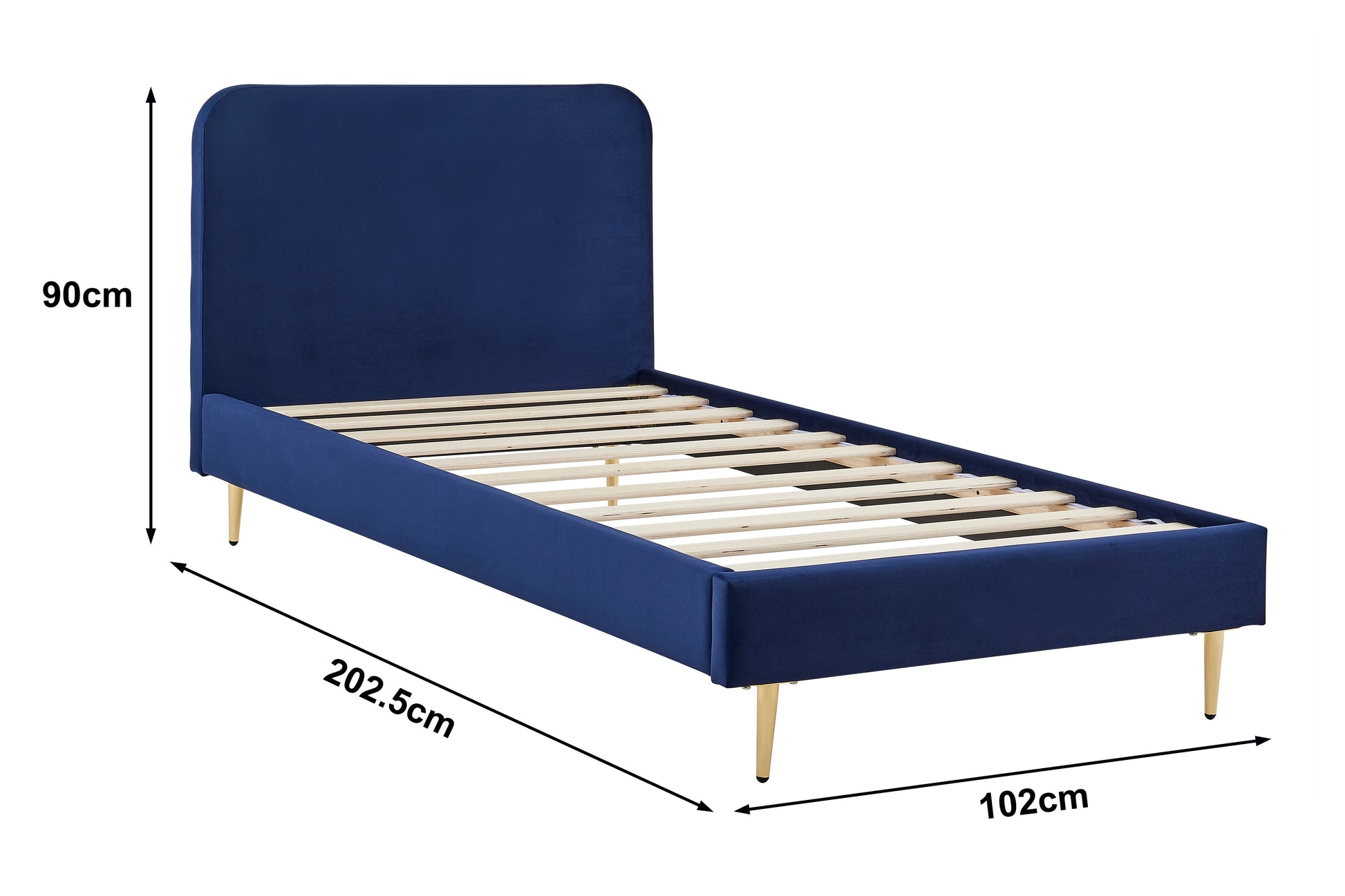 Ovela Vail Velvet Bed Frame (Navy Single)