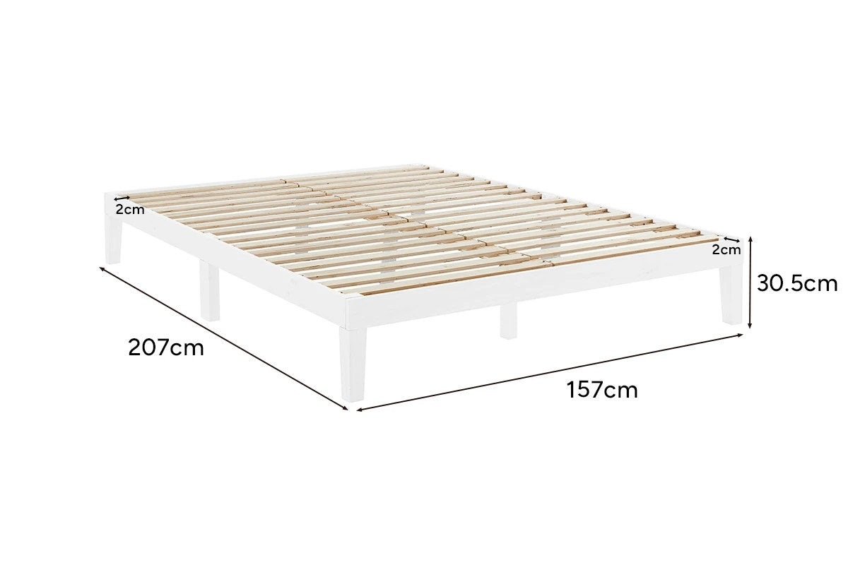 Ovela William Wood Bed Frame (White, Queen)
