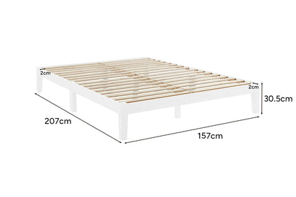 Ovela William Wood Bed Frame (White, Queen)