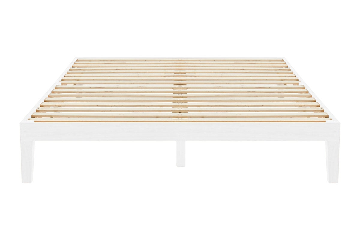 Ovela William Wood Bed Frame (White, Queen)