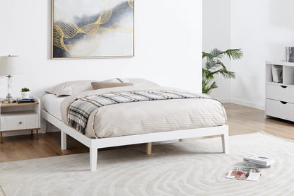 Ovela William Wood Bed Frame (White, Queen)