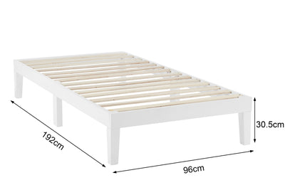 Ovela William Wood Bed Frame - White, Single