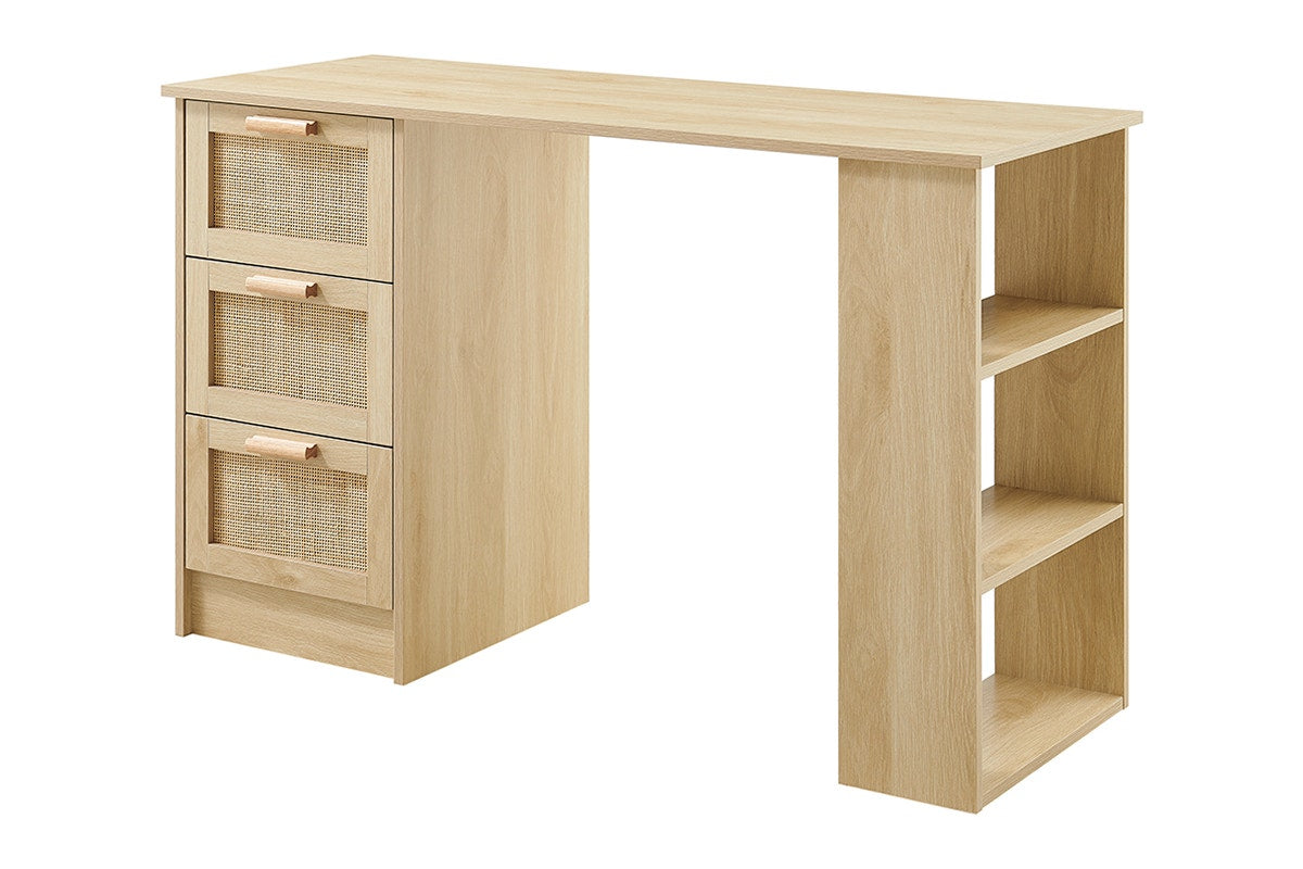 Ovela Zara Rattan 3 Drawer Desk