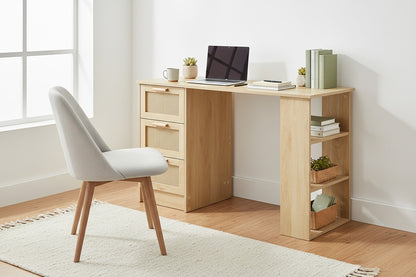 Ovela Zara Rattan 3 Drawer Desk