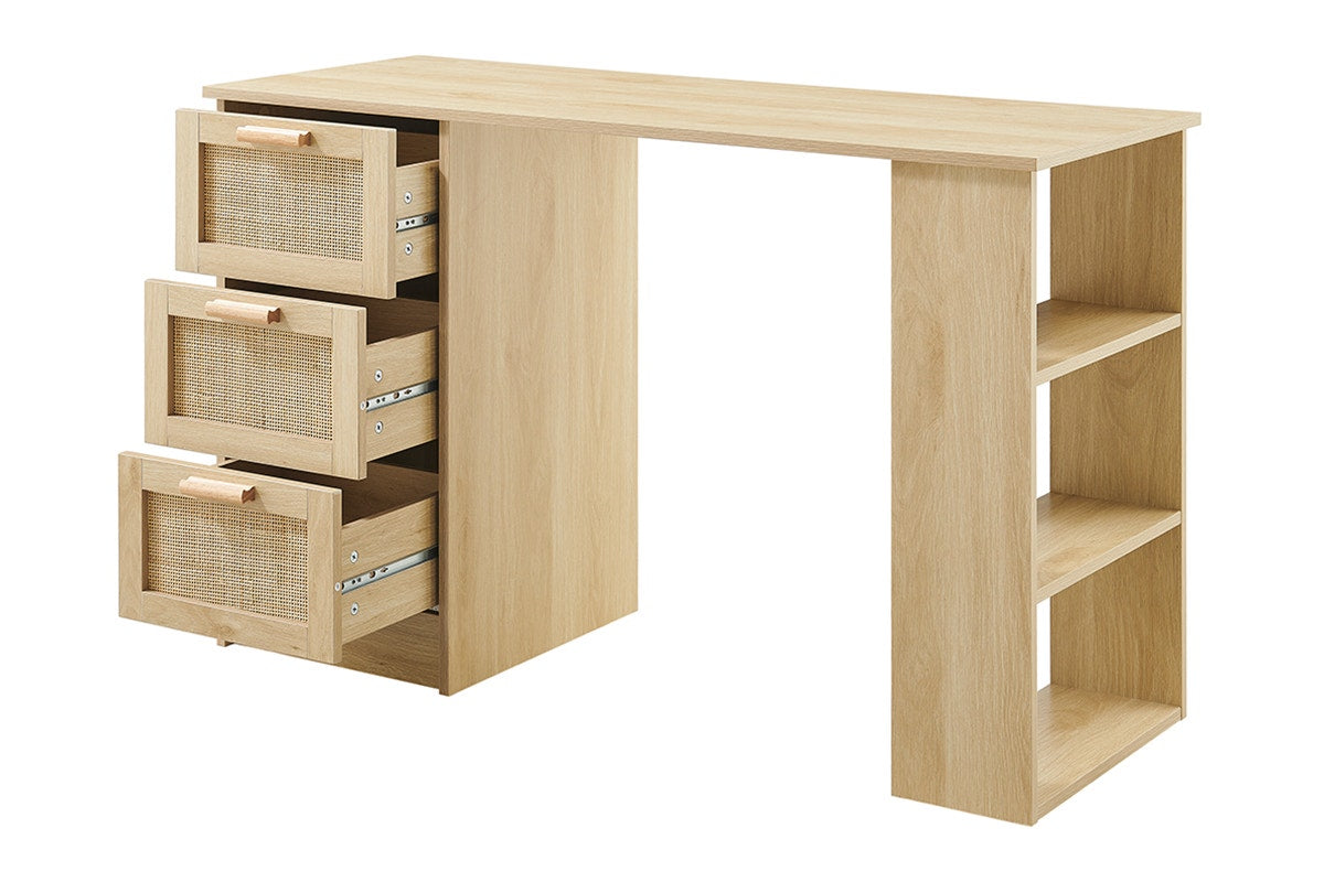 Ovela Zara Rattan 3 Drawer Desk