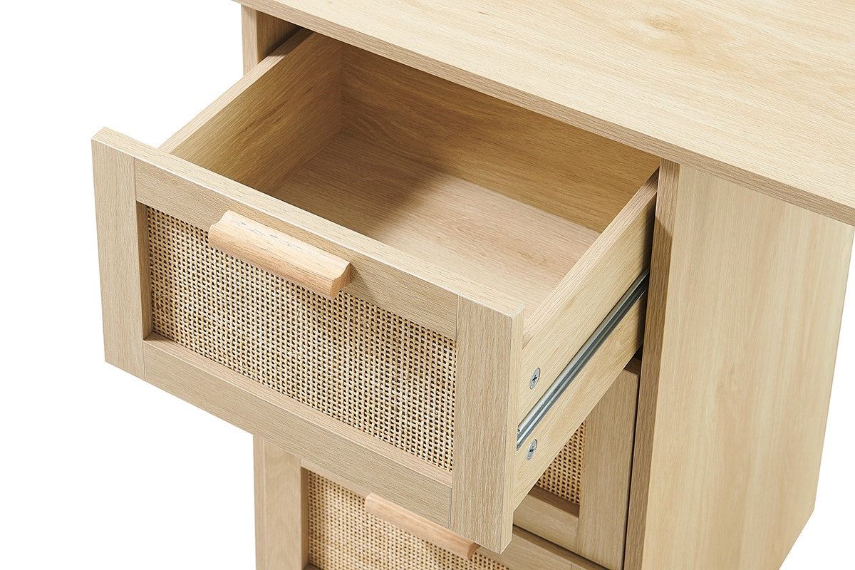 Ovela Zara Rattan 3 Drawer Desk