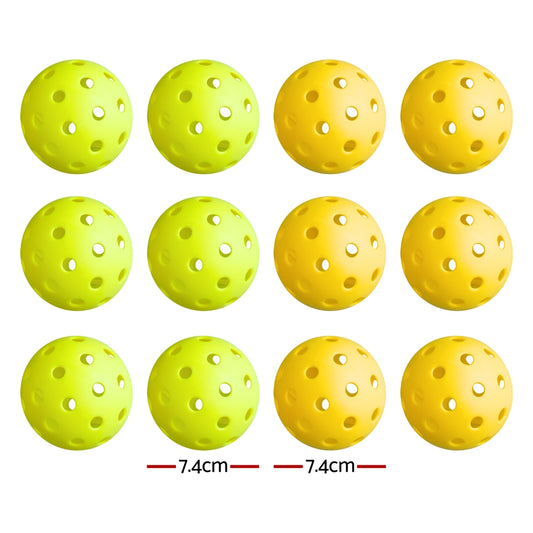 Everfit 12PC Pickleballs Set 40-Hole Design Indoor Outdoor Durable PE Balls Green/Yellow – view 2