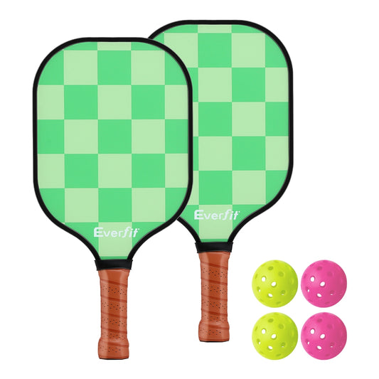 Everfit Pickleball Paddle Set Fiberglass with Balls Bag Tournament Kit 2PCS Pickle Balls Rackets - Auzzistore
