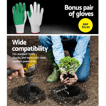 GIANTZ Power Garden Auger Small Earth Planter 75 X 300MM Black – Auzzi Store